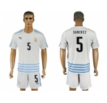 Uruguay #5 Sanchez Away Soccer Country Jersey