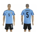Uruguay #5 Sanchez Home Soccer Country Jersey