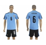Uruguay #6 Pereira Home Soccer Country Jersey
