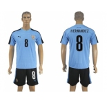 Uruguay #8 Hernandez Home Soccer Country Jersey