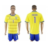 Sweden #1 Isaksson Home Soccer Country Jersey