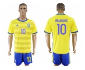 Sweden #10 Ibrahimovic Home Soccer Country Jersey