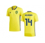 Sweden #14 Helander Home Soccer Country Jersey