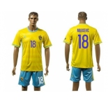 Sweden #18 Milosevic Home Soccer Country Jersey1