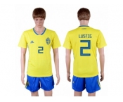 Sweden #2 Lustig Home Soccer Country Jersey
