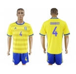 Sweden #4 Granqvist Home Soccer Country Jersey