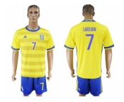 Sweden #7 Larsson Home Soccer Country Jersey