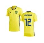 Sweden #12 Johnsson Home Kid Soccer Country Jersey