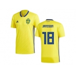 Sweden #18 Jansson Home Kid Soccer Country Jersey