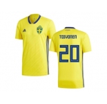 Sweden #20 Toivonen Home Kid Soccer Country Jersey