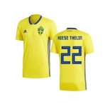 Sweden #22 Kiese Thelin Home Kid Soccer Country Jersey