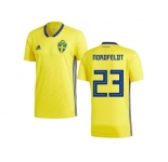 Sweden #23 Nordfeldt Home Kid Soccer Country Jersey