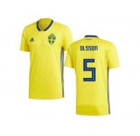 Sweden #5 Olsson Home Kid Soccer Country Jersey