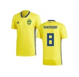 Sweden #8 Svensson Home Kid Soccer Country Jersey