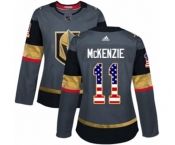 Women Adidas Vegas Golden Knights #11 Curtis McKenzie Authentic Gray USA Flag Fashion NHL Jersey