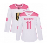 Women Adidas Vegas Golden Knights #11 Curtis McKenzie Authentic White Pink Fashion NHL Jersey