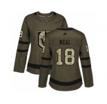Women Adidas Vegas Golden Knights #18 James Neal Authentic Green Salute to Service NHL Jersey
