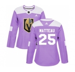Women Adidas Vegas Golden Knights #25 Stefan Matteau Authentic Purple Fights Cancer Practice NHL Jersey