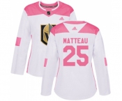 Women Adidas Vegas Golden Knights #25 Stefan Matteau Authentic White Pink Fashion NHL Jersey