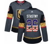 Women Adidas Vegas Golden Knights #26 Paul Stastny Authentic Gray USA Flag Fashion NHL Jersey
