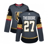 Women Adidas Vegas Golden Knights #27 Shea Theodore Authentic Gray Home NHL Jersey