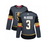 Women Adidas Vegas Golden Knights #3 Brayden McNabb Authentic Gray Home NHL Jersey