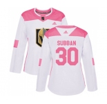 Women Adidas Vegas Golden Knights #30 Malcolm Subban Authentic White Pink Fashion NHL Jersey