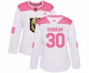 Women Adidas Vegas Golden Knights #30 Malcolm Subban Authentic White Pink Fashion NHL Jersey