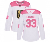 Women Adidas Vegas Golden Knights #33 Maxime Lagace Authentic White Pink Fashion NHL Jersey