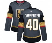 Women Adidas Vegas Golden Knights #40 Ryan Carpenter Authentic Gray Home NHL Jersey