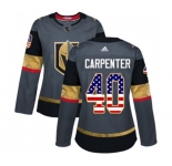 Women Adidas Vegas Golden Knights #40 Ryan Carpenter Authentic Gray USA Flag Fashion NHL Jersey