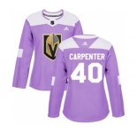 Women Adidas Vegas Golden Knights #40 Ryan Carpenter Authentic Purple Fights Cancer Practice NHL Jersey