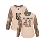 Women Adidas Vegas Golden Knights #41 Pierre-Edouard Bellemare Authentic Camo Veterans Day Practice NHL Jersey