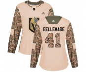 Women Adidas Vegas Golden Knights #41 Pierre-Edouard Bellemare Authentic Camo Veterans Day Practice NHL Jersey