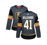 Women Adidas Vegas Golden Knights #41 Pierre-Edouard Bellemare Authentic Gray Home NHL Jersey
