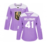 Women Adidas Vegas Golden Knights #41 Pierre-Edouard Bellemare Authentic Purple Fights Cancer Practice NHL Jersey