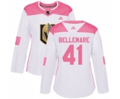 Women Adidas Vegas Golden Knights #41 Pierre-Edouard Bellemare Authentic White Pink Fashion NHL Jersey