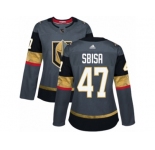 Women Adidas Vegas Golden Knights #47 Luca Sbisa Authentic Gray Home NHL Jersey