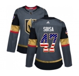 Women Adidas Vegas Golden Knights #47 Luca Sbisa Authentic Gray USA Flag Fashion NHL Jersey