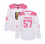 Women Adidas Vegas Golden Knights #57 David Perron Authentic White Pink Fashion NHL Jersey