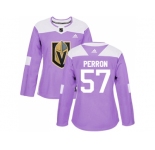 Women Adidas Vegas Golden Knights #57 David Perron Purple Authentic Fights Cancer Stitched NHL Jersey