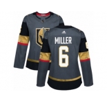 Women Adidas Vegas Golden Knights #6 Colin Miller Authentic Gray Home NHL Jersey