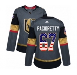 Women Adidas Vegas Golden Knights #67 Max Pacioretty Authentic Gray USA Flag Fashion NHL Jersey