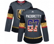 Women Adidas Vegas Golden Knights #67 Max Pacioretty Authentic Gray USA Flag Fashion NHL Jersey