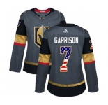 Women Adidas Vegas Golden Knights #7 Jason Garrison Authentic Gray USA Flag Fashion NHL Jersey
