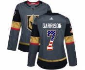 Women Adidas Vegas Golden Knights #7 Jason Garrison Authentic Gray USA Flag Fashion NHL Jersey