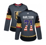 Women Adidas Vegas Golden Knights #71 William Karlsson Authentic Gray USA Flag Fashion NHL Jersey
