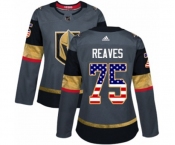 Women Adidas Vegas Golden Knights #75 Ryan Reaves Authentic Gray USA Flag Fashion NHL Jersey