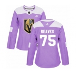 Women Adidas Vegas Golden Knights #75 Ryan Reaves Authentic Purple Fights Cancer Practice NHL Jersey