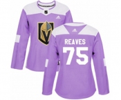Women Adidas Vegas Golden Knights #75 Ryan Reaves Authentic Purple Fights Cancer Practice NHL Jersey